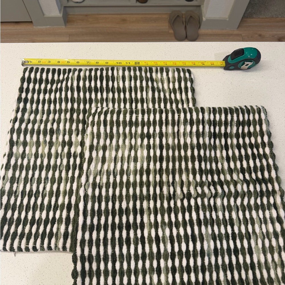 Green and White Textured Pillow Covers, Set of 2 for 18x18 Inserts